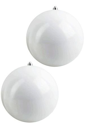 Набор однотонных пластиковых шаров матовых, цвет: белый, 120 мм, упаковка 2 шт., Ели PENERI