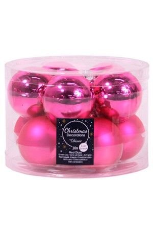 Набор стеклянных шаров матовых и глянцевых, цвет: розовый, 60 мм, упаковка 10 шт., Kaemingk (Decoris)