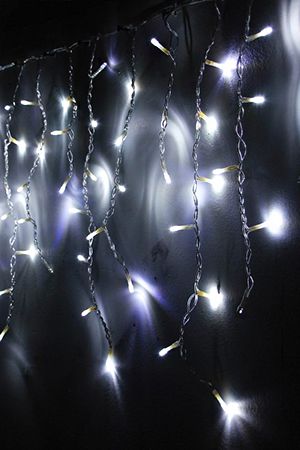 Электрогирлянда СВЕТОВАЯ БАХРОМА МЕРЦАЮЩАЯ, 150 холодных белых LED ламп с мерцанием, 3,1x0,5 м, коннектор, прозрачный провод, уличная, BEAUTY LED