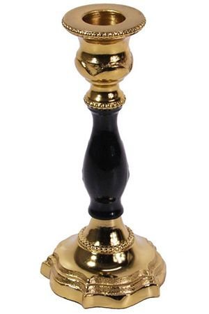 Канделябр МАЛЬМЕЗОН на одну свечу, чёрный с золотом, 15 см, Koopman International