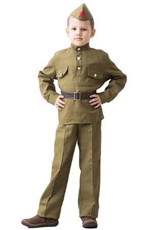 Детская военная форма СОЛДАТ (с брюками), на рост 140-152 см, 8-10 лет, Бока