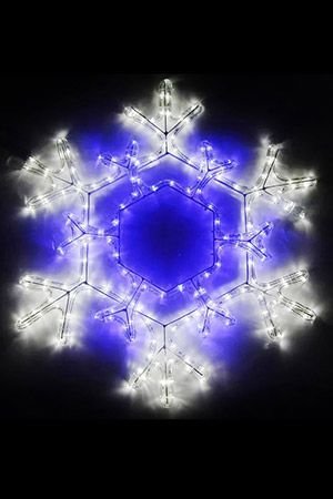 Светодиодная СНЕЖИНКА ФИГУРНАЯ, дюралайт, 378 синих/холодных белых LED-огней, 72 см, коннектор, уличная, SNOWHOUSE