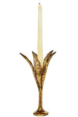 Подсвечник под античную свечу ИЗЯЩНАЯ ПАЛЬМА, полистоун, золотой, 15 см, Goodwill
