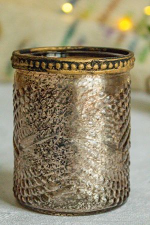 Подсвечник стакан под чайную свечу ВОЛДРИН, стеклянный, шампань, 8 см, Goodwill