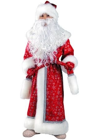 Карнавальный костюм Дед Мороз плюшевый, красный, рост 122 см, Батик