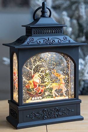 Новогодний светильник снежный САНИ САНТЫ, пластик, чёрный, LED-огни, 28 см, батарейки, Peha Magic