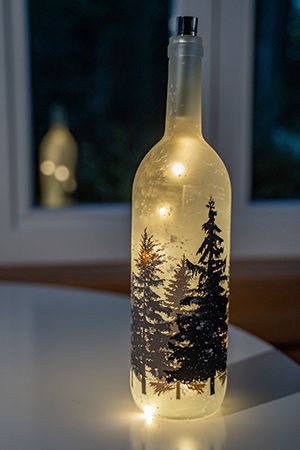 Новогодний светильник бутыль ЁЛОЧНОЕ ВОЛШЕБСТВО, белый, 10 микро LED-огней, 35 см, батарейка, Peha Magic