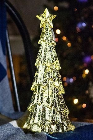 Светящаяся новогодняя фигурка ёлка МАРИЦА, золотая, 15 микро LED-огней, пластик, 36 см, батарейки, Peha Magic