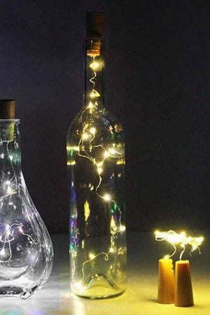 Гирлянда-пробка для бутылки РОСА, 8 тёплых белых микро LED-огней, 75 см, серебряный провод, батарейки, Koopman International