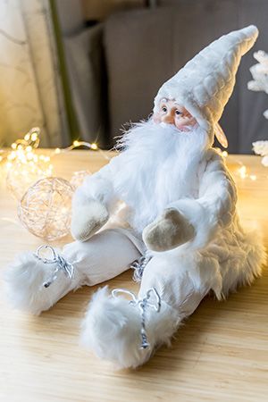 Фигура под ёлку БАББО НАТАЛЕ сидящий, кремовый, 60 см, Due Esse Christmas