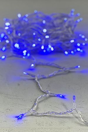 Электрогирлянда НИТЬ КЛАССИКА МЕРЦАЮЩАЯ, 100 синих LED ламп, мерцание холодным белым светом, 10 м, коннектор, 24V на прозрачном PVC проводе, BEAUTY LED