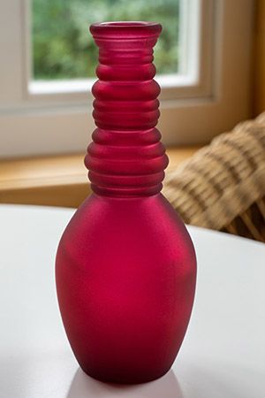 Стеклянная ваза ГРАНАДА, матовая, бордовая, 30х12 см, Edelman