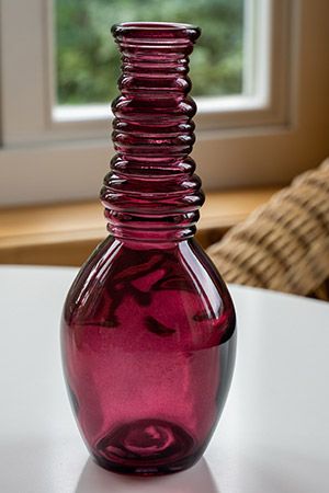 Стеклянная ваза ГРАНАДА, прозрачная, бордовая, 30х12 см, Edelman