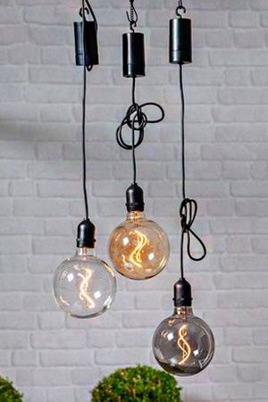 Подвесной светящийся стеклянный шар ЭДМОН, дымчатый, тёплая белая филаментная LED-лампа, 12.5х19.5 см, таймер, батарейки, уличный, STAR trading