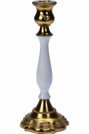 Канделябр МАЛЬМЕЗОН, на одну свечу, белый с золотым, 23 см, Koopman International