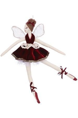 Кукла на ёлку ФЕЯ - БАЛЕРИНА БУФФА (Enl’air), полиэстер, красная, 30 см, Edelman