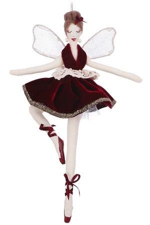 Кукла на ёлку ФЕЯ - БАЛЕРИНА БУФФА (Variation), полиэстер, красная, 30 см, Edelman