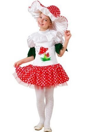 Карнавальный костюм Грибок девочка, размер 128-64, Батик