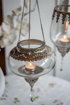 Подвесной подсвечник под чайную свечу ШАРМИЛА, стекло, алюминий, серебряный, 28 см, Boltze