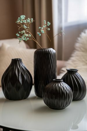 Набор керамических ваз ЗАЛИНА, чёрный, 4 шт., Boltze