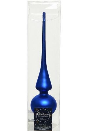 Елочная верхушка ROYAL CLASSIC, стеклянная, матовая, цвет: королевский синий, 260 мм, Kaemingk