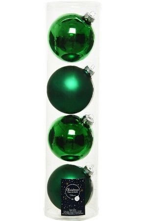 Набор стеклянных шаров матовых и глянцевых, цвет: зелёный, 100 мм, 4 шт, Kaemingk