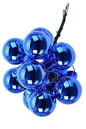 ГРОЗДЬ стеклянных глянцевых шариков на проволоке, 12 шаров по 25 мм, цвет: королевский синий, Kaemingk (Decoris)