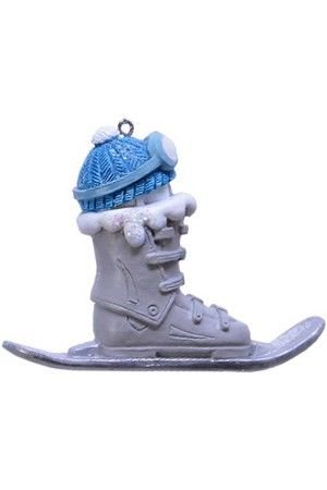 Ёлочная игрушка СПОРТИВНЫЙ ЭЛЕМЕНТ (лыжный ботинок), полистоун, бело-голубая гамма, 8.5 см, Kaemingk