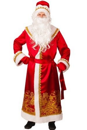 Костюм Деда Мороза Пейзаж из золота, красный, размер 54-56, Батик