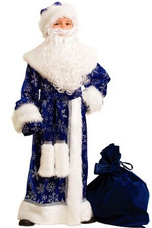 Карнавальный костюм Дед Мороз Велюровый, синий, рост 122 см, Батик