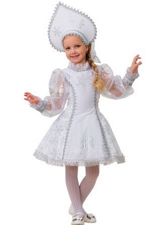 Карнавальный костюм Снегурочка Велюровая, белый, рост 146 см, Батик