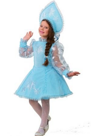 Карнавальный костюм Снегурочка Велюровая, голубой, рост 116 см, Батик