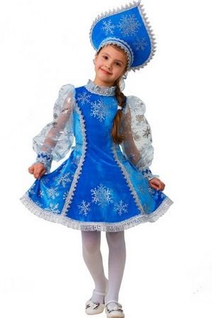 Карнавальный костюм Снегурочка Велюровая, синий, рост 140 см, Батик