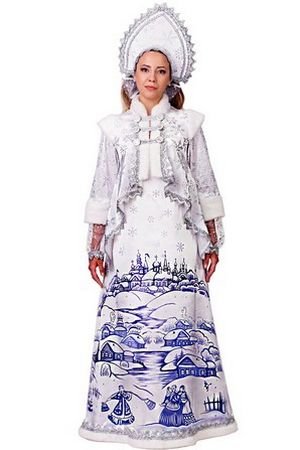 Карнавальный костюм Снегурочка Лазурная, белый, размер 46, Батик