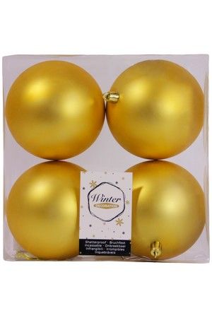 Набор однотонных пластиковых шаров матовых, цвет: золотой, 100 мм, упаковка 4 шт., Winter Decoration