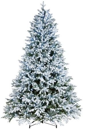 Искусственная ель ГАМИЛЬТОН (литая хвоя PE+PVC), заснеженная, 700 теплых белых LED-огней, 228 см, National Tree Company