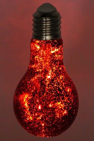 Светильник ЛАМПА НАКАЛИВАНИЯ, красный, 10 тёплых белых микро LED-огней, 18 см, батарейки, Koopman International