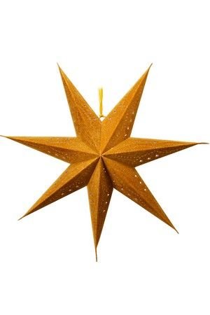 Подвесная звезда плафон SOFT MAGIC, хлопковая бумага, золотистая, 60 см, патрон Е14, Kaemingk