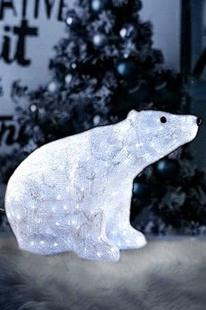 Светящаяся фигура МЕДВЕДИЦА MOMMY, акрил, 120 холодных белых LED-огней, 60 см, уличная, Kaemingk (Lumineo)