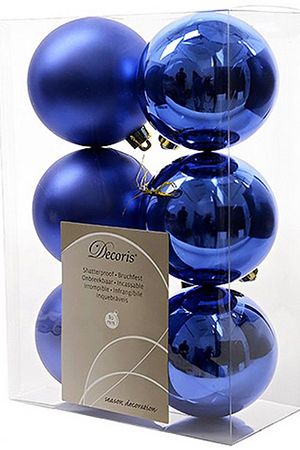 Набор однотонных пластиковых шаров матовых, цвет: королевский синий, 80 мм, упаковка 6 шт., Kaemingk