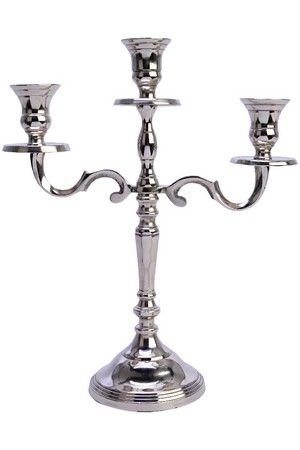 Канделябр ДЖЕРОЛАМО под 3 свечи, серебряный, 23x30 см, Kaemingk