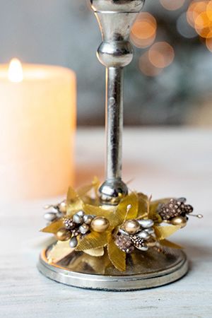 Мини-венок для свечи и декорирования ЛЕСНАЯ КОРОНА (малый), золотой, 3.5 см, Swerox