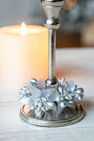 Мини-венок для свечи и декорирования ЛЕСНАЯ КОРОНА (малый), серебряный, 3.5 см, Swerox