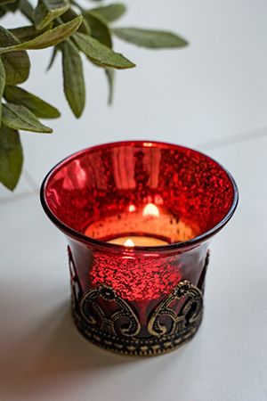 Подсвечник под чайную свечу КАРМЕЛИО, стеклянный, красный, 7 см, Goodwill