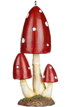 Ёлочная игрушка ТРИО МУХОМОРОВ (шляпки-колпачки), полистоун, 8.5 см, Goodwill