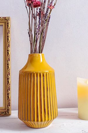 Керамическая ваза ОЛИВИЯ, горчичная, 20 см, Boltze