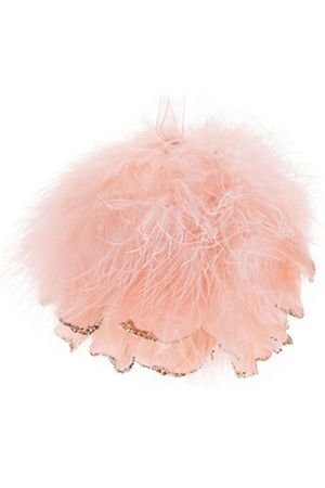 Ёлочный шар ПУФФЭ, перо и пух, розовый, 10 см, Koopman International