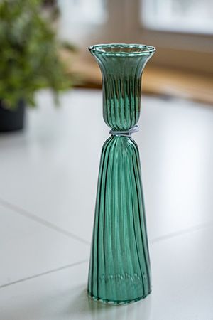 Подсвечник РЕДЖИНИЯ, стекло, прозрачный зелёный, 18 см, EDG