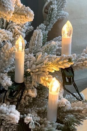 Электрогирлянда Свечи НОВОГОДНЯЯ РОМАНТИКА, на клипсах, белые, 16 свечей, тёплые белые LED-огни, 4+4 м, зелёный провод, Koopman International
