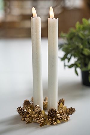 Набор рустикальных восковых свечей MAGIC FLAME, кремовые, тёплые белые мерцающие LED-огни, 25х2 см (2 шт.), Peha Magic